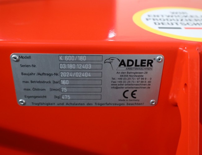 1 Adler K600 180cm Veegmachine ADV1138 | Aanbouwdelen | Veegmachine / Borstel